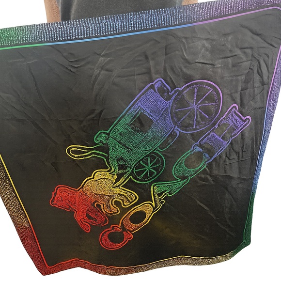 Coach Horse And Carriage Print Silk Square Scarf EUC Pride Rainbow Silk Coach - Picture 1 of 2